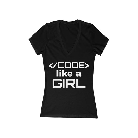 Code Like a Girl Deep V-Neck Tee