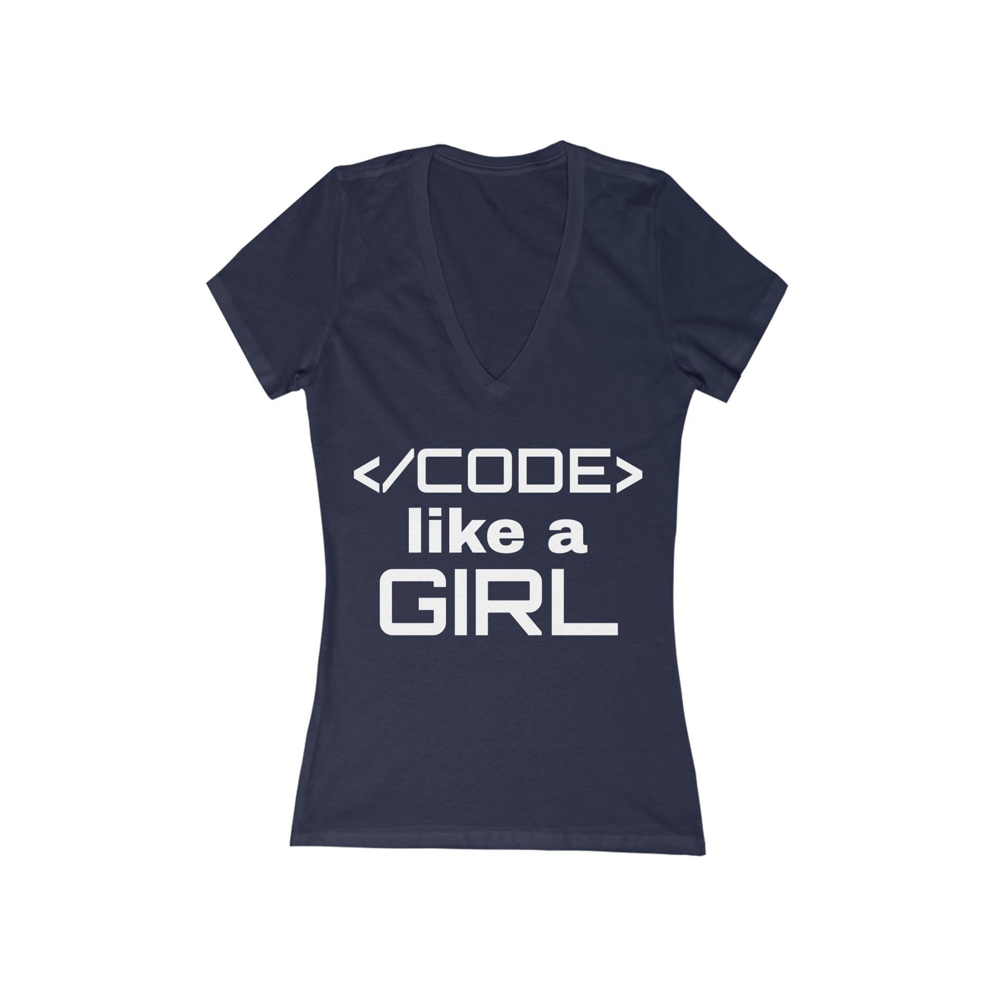 Code Like a Girl Deep V-Neck Tee