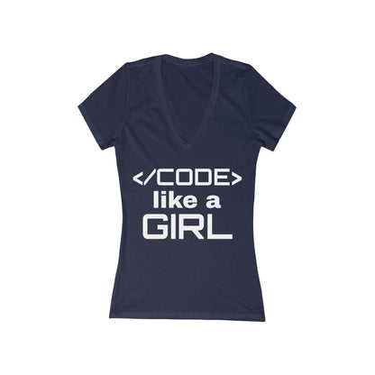 Code Like a Girl Deep V-Neck Tee