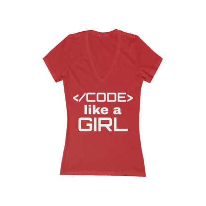 Code Like a Girl Deep V-Neck Tee