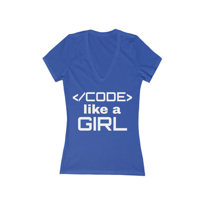 Code Like a Girl Deep V-Neck Tee