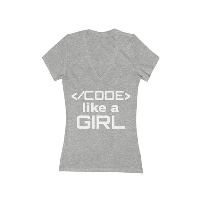 Code Like a Girl Deep V-Neck Tee