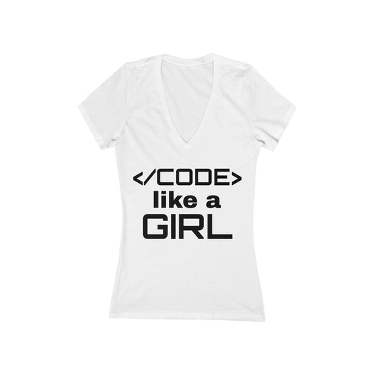 Code Like a Girl Deep V-Neck Tee