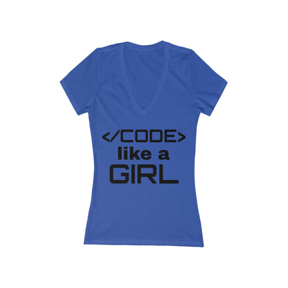 Code Like a Girl Deep V-Neck Tee