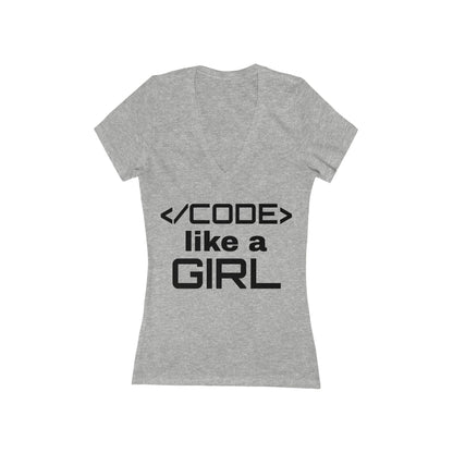 Code Like a Girl Deep V-Neck Tee